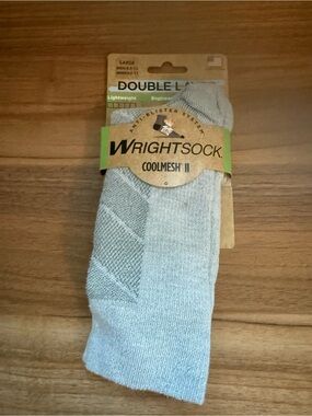 Wrightsock Coolmesh II Light Gray Double Layer Socks NEW! Sz L